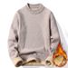 Men's Thickened Semi-turtleneck Plush Sweater Medium Neck Knitted Sweater Men's Bottom Shirt_viptrois.com
