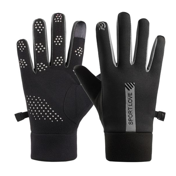 New autumn and winter men and women outdoor sports gloves cycling silicone non slip warm plus velvet touch screen windproof gloves_viptrois.com