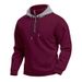 American Style Spring And Autumn Fleece-Lined's Loose Stand Collar Hooded Pullover Zipper Long Sleeve Sweatshirt For_viptrois.com