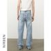 Men's Clothing Denim Retro Washed Blue Ripped Jeans Men's Simple And Versatile Loose Wide Leg Trousers_viptrois.com