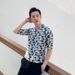 Men's Clothing New Summer Three Quarter Sleeve Shirt Personality Triangular Pyramid Print Loose Version Shirt_viptrois.com