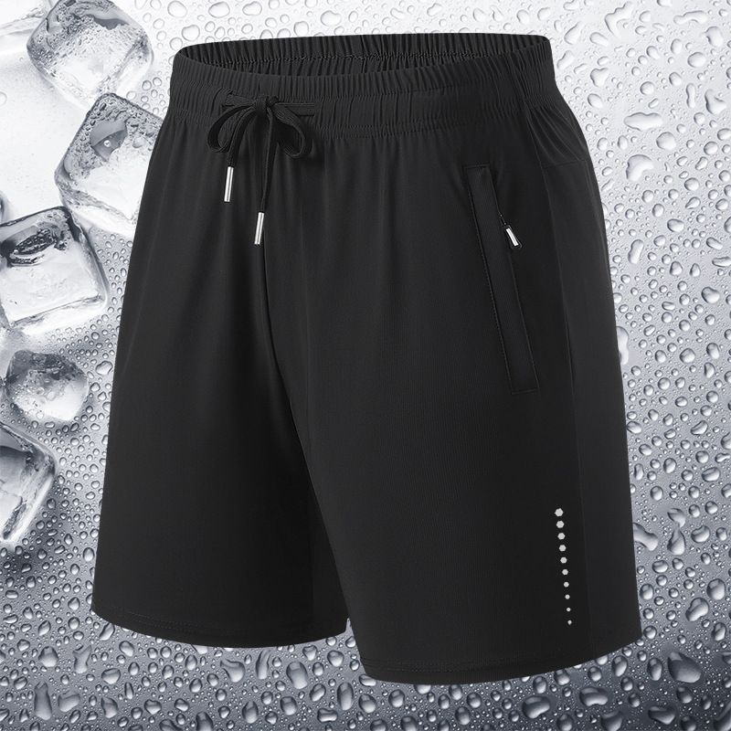 New Summer Men's Shorts, Made Of Ice Silk, Quick Drying, Casual Running Pants, Loose Fit, Straight Leg, Beach Shorts._viptrois.com