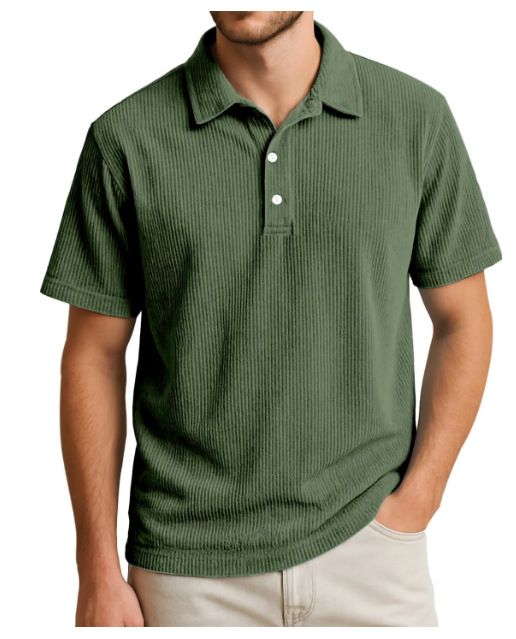 Men's Half-Zip Waffle Knit Polo Shirt - Breathable Short Sleeve Casual T-Shirt, Loose Fit, Solid Color, Trendy Streetwear For Summer & All Seasons_viptrois.com