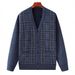 Pure Clothing Middle-aged And Elderly Men, Fleece-lined Thickened Cardigan, Winter Warm V-neck Sweater Dad, Knitted Jacket_viptrois.com