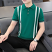 Summer New Collection: Ice Silk, Leading Striped Collar Polo Sweater, Short Sleeve Knitted T-shirt_viptrois.com
