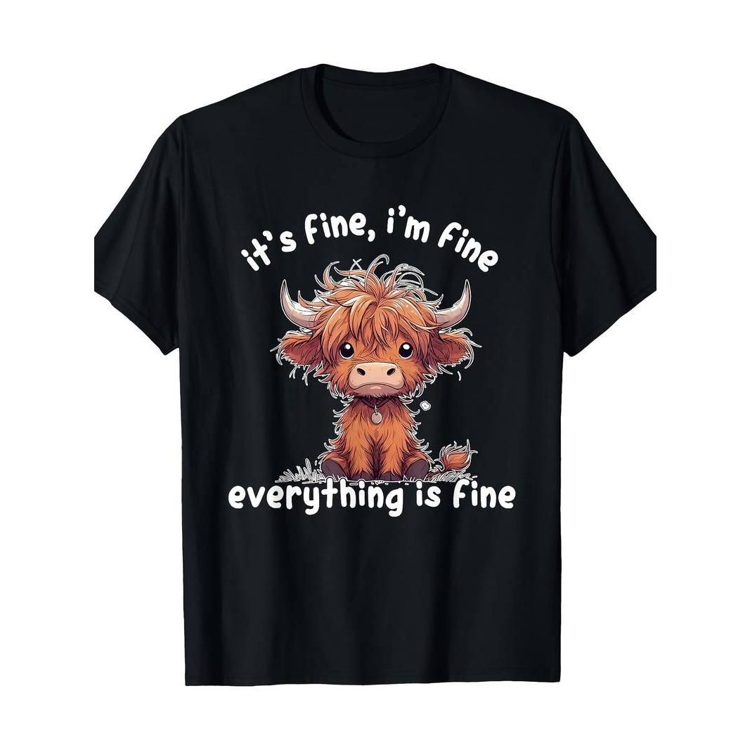 Camiseta Ootd Está Estoy Todo Está Bien, Linda Camiseta Vaca De Las Highlands_viptrois.com