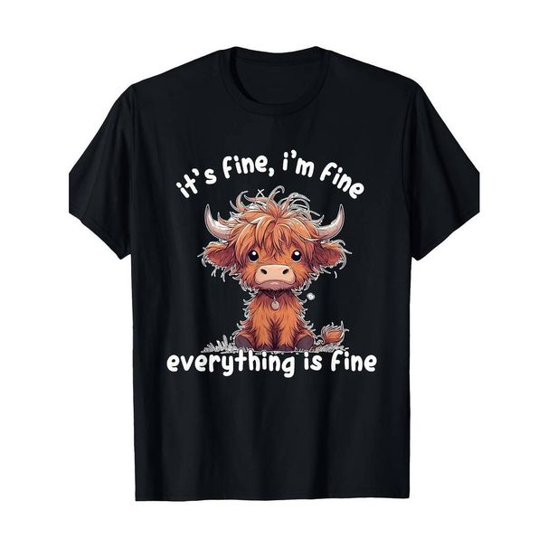 Camiseta Ootd Está Estoy Todo Está Bien, Linda Camiseta Vaca De Las Highlands_viptrois.com