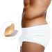 UXH Solid Color Swim Trunks Simple White Sports With Cup Padded Double Layer Beach Boxer Shorts_viptrois.com