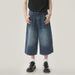 Men's Clothing Niche All Match Men's And Women's Denim Shorts Summer Loose Straight Wide Leg Retro Distressed Blue Cropped Trousers_viptrois.com