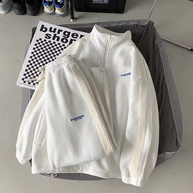 Men's Clothing style street suit spring and autumn loose trend ins sweater long sleeve trousers casual student sportswear two piece suit for men_viptrois.com