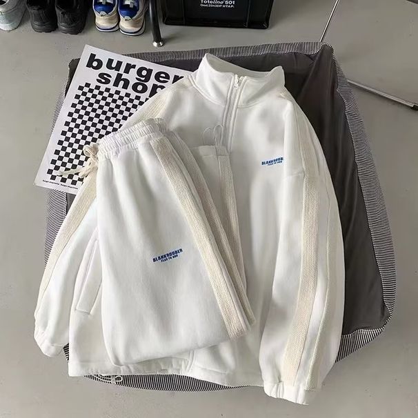 Men's Clothing style street suit spring and autumn loose trend ins sweater long sleeve trousers casual student sportswear two piece suit for men_viptrois.com