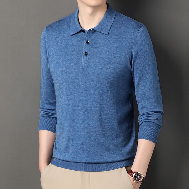 Men's Business Casual Knit Sweater – Wrinkle-Resistant Wool Blend Polo Neck Pullover With Machine-Washable Fabric (Relaxed Fit, M-4XL)_viptrois.com