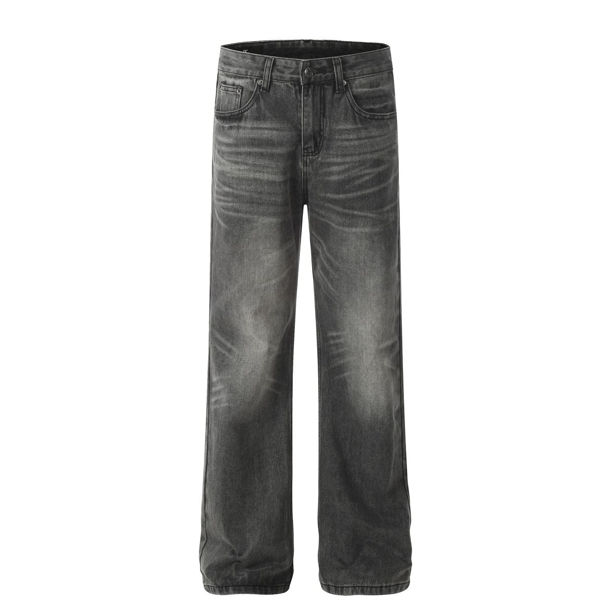 Men's Clothing Retro Trendy Washed Old Design High End Straight Flared Denim Trousers_viptrois.com