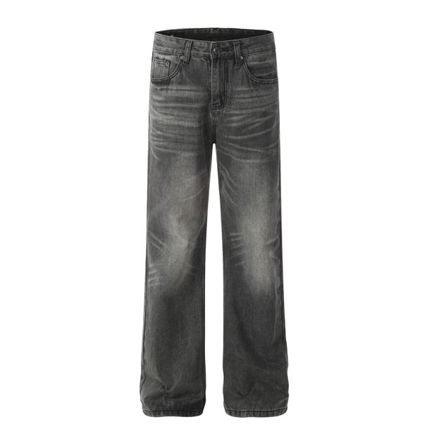 Men's Clothing Retro Trendy Washed Old Design High End Straight Flared Denim Trousers_viptrois.com