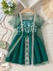 Mother & Kids European and American spring and summer style ins style girls' mesh outer shawl + suspender dress suit cross-border exclusive supply_viptrois.com