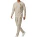 Spring Autumn Men's Textured Suit Plus Size Embossed Letter Crew Neck Sweatshirt And Pants Set_viptrois.com