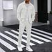 European And American Autumn New Waffle Long Sleeved Trousers Two Piece Suit Solid Color Double Pocket Workwear Cardigan Shirt Suit_viptrois.com