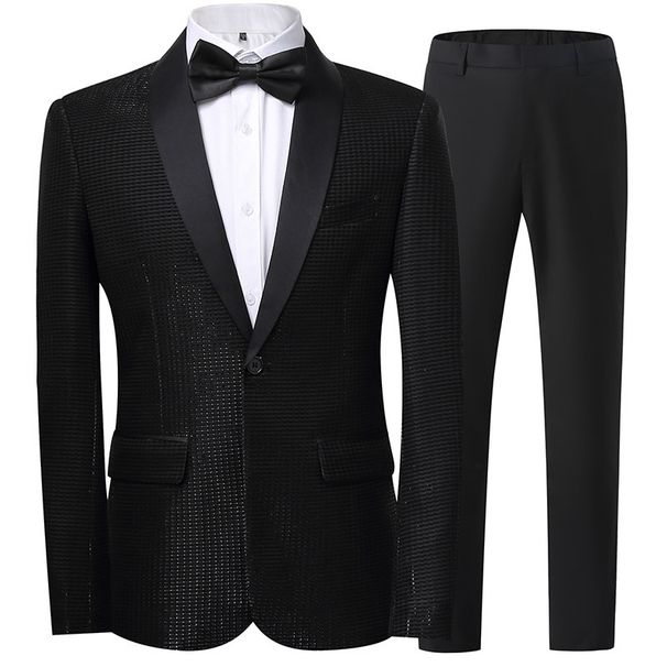 Men's Clothing Wedding Dress Business Casual Handsome Plaid Suit_viptrois.com