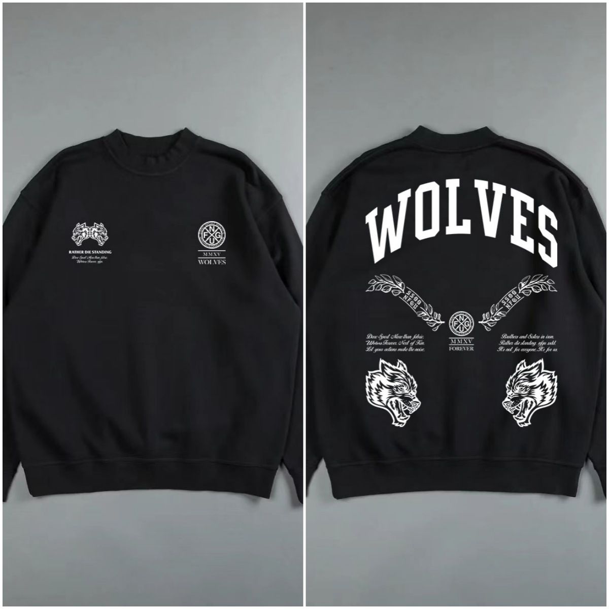 Men's Clothing DARC autumn and winter heavy 430G silver fox velvet round neck sweatshirt retro street fashion hip hop loose top style_viptrois.com