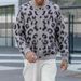 Men's Clothing American High Street Leopard Print Cardigan Sweater For Men And Women Streetwear Leopard Print Cardigan - Oversized Knit Sweater (Gray)_viptrois.com