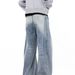 Men's Clothing Washed And Distressed Niche Design Wide Leg Pants For Teenagers Spring And Autumn New Split Deconstruction Design Jeans_viptrois.com