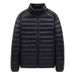 Men's Lightweight Down Jacket, Short Puffer Coat With Stand Collar, 50% White Duck Down, 600 Fill Power, Slim Fit, Windproof Winter Casual Outerwear_viptrois.com