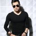 Men's Base Layer Shirt 2024 Casual Long Sleeve T-Shirt V-Neck Gray Slim Fit Inner Wear Trendy Spring Autumn Style_viptrois.com