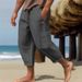 Men's Linen-Cotton Relaxed Fit Beach Pants - Wide Leg Casual Trousers With Pockets_viptrois.com
