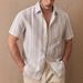 Men's Clothing Summer New Retro Texture Striped Casual Short Sleeved Shirt For Commuting_viptrois.com