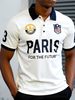 Men's Casual Short Sleeve Polo Shirt With Letter Print - Breathable & Stylish Summer Top For Everyday Wear_viptrois.com