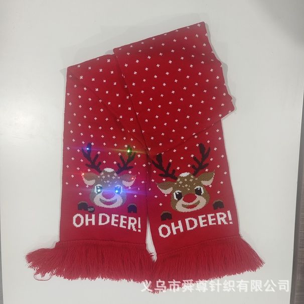 Christmas tree hat scarf with LED glare 2-piece knitted alphabet animal jacquard fan scarf_viptrois.com