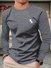 Men's Long Sleeved Round Neck Black T-shirt Top Loose 100 Cotton Tops_viptrois.com