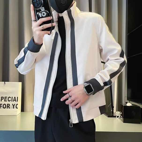 Spring and Autumn Casual Jacket, Men's Trendy Brand Handsome Top, Rascal Handsome, Color blocked, Slimming, Street Explosion Jacket_viptrois.com