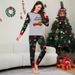 Christmas parent-child Christmas tree car print home dress round neck tie long sleeve trousers pajamas_viptrois.com