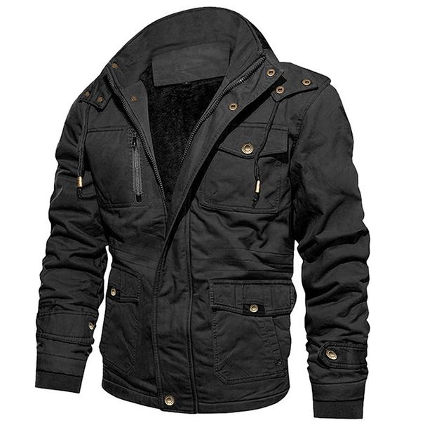 BOY BOY Cross-Border Supply Coat Hooded Multi-Pocket Cotton Workwear Tough Guy Jacket Men's Retro Fleece-Lined_viptrois.com