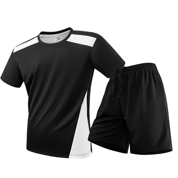 Summer Ice Silk Men's Short Sleeve Set Casual Plus Size Quick Drying Crew Neck T-Shirt And Shorts Thin Men's Clothing_viptrois.com