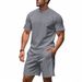 2025 Cross-border American Summer Men's Casual Simple Cool Breathable Pit Strip Loose Round Neck Short-sleeved Shorts Set_viptrois.com