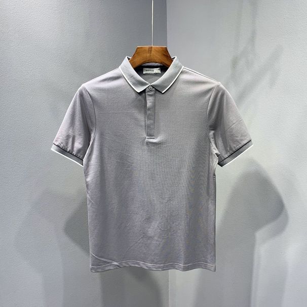 2025 Summer Men's New Trend Fashion Lapel Short Sleeve T-Shirt Men's Polo Shirt Solid Color Half Sleeve Top_viptrois.com