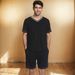 Summer Set Short Sleeve Shorts Two-Piece Color-Block Sports Casual Men's Wear_viptrois.com