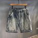 Men's Clothing Fashionable Retro Washed Denim Shorts Men's Loose Straight Personalized Print Youth All Match Shorts Summer Leisure_viptrois.com