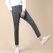 Men's Summer Slim Fit Dress Pants, Breathable & Wrinkle-Resistant, Straight Cut Casual Office Trousers (Black/Gray/Khaki)_viptrois.com