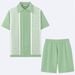 Men's Clothing Men's Cool Silk Jacquard Two Piece Knitted Sweater Casual Polo Shirt Suit_viptrois.com