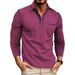 Men's Long Sleeve Polo Shirt – Sporty Contrast Collar Tee For Gym & Casual Wear (Multiple Colors)_viptrois.com