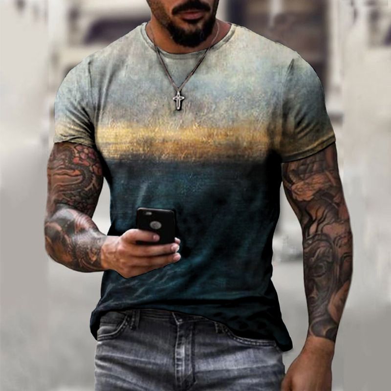 Men's Clothing Men's Fashion 3d Digital Printing Fashion Trend Short Sleeved T Shirt_viptrois.com