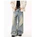 Men's Clothing Retro Washed Old Wide Leg Jeans Men And Women Street Loose Straight Design Pants_viptrois.com