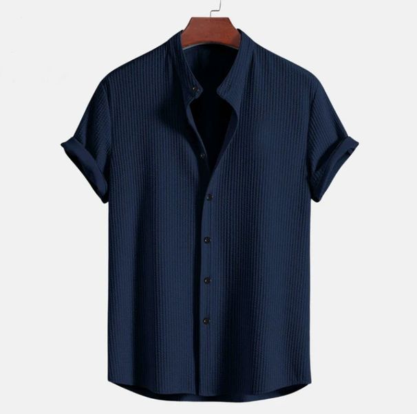 Men's Clothing Summer New Style Men's Wish Short Sleeved Solid Color Men's Shirt Tops_viptrois.com