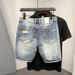 Men Straight Loose Korean Fashion Denim Short Pants Holes Summer Five Piece Jeans Shorts_viptrois.com