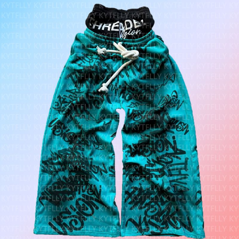 Men's Clothing New Popular Printed Wide Leg Pants Fake Two Piece Youth Hip Hop Pants_viptrois.com