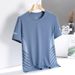 Men's Clothing Ice Silk Short Sleeved T Shirt Thin Casual Loose Large Size Half Sleeved T Shirt Round Neck_viptrois.com