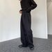 Men's Straight-Leg Pants Winter Casual Trousers Style Loose Fit High Waist Polyester Blend Solid Color_viptrois.com